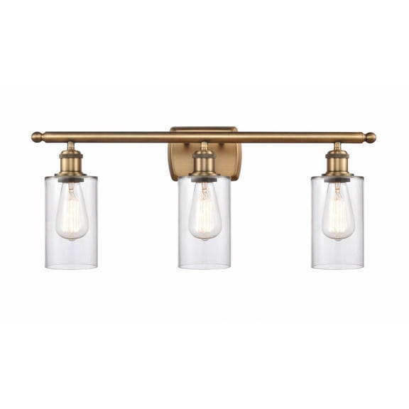 516-3W-BB-G802-LED-Innovations Lighting-Clymer - 10.5W 3 LED Bath Vanity In Art Deco Style-12 Inches Tall and 26 Inches Wide Brushed Brass