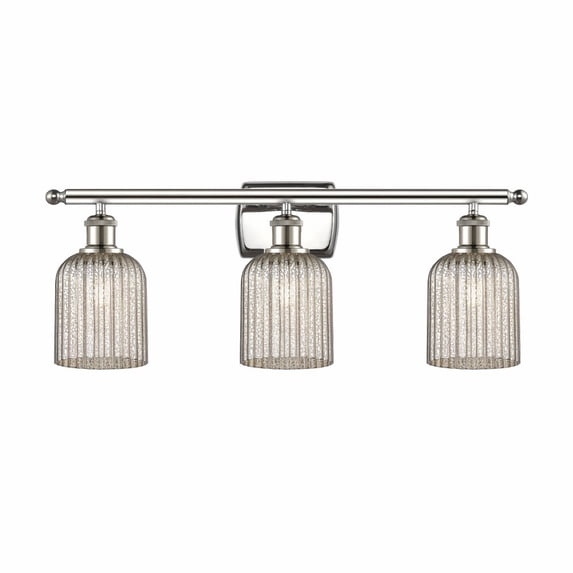 516-3W-PN-G559-5ME Innovations Lighting Bridal Veil - 3 Light Bath Vanity-10 Inch Tall and 25 Inch Wide-Polished Nickel Finish-Mercury Glass Color