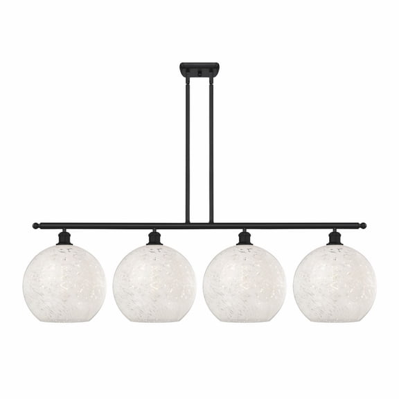 Innovations Lighting - White Mouchette - 4 Light Stem Hung Island In Modern