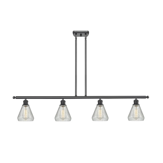 516-4I-BK-G275-Innovations Lighting-Conesus - 4 Light Island Matte Black Finish with Clear Crackle