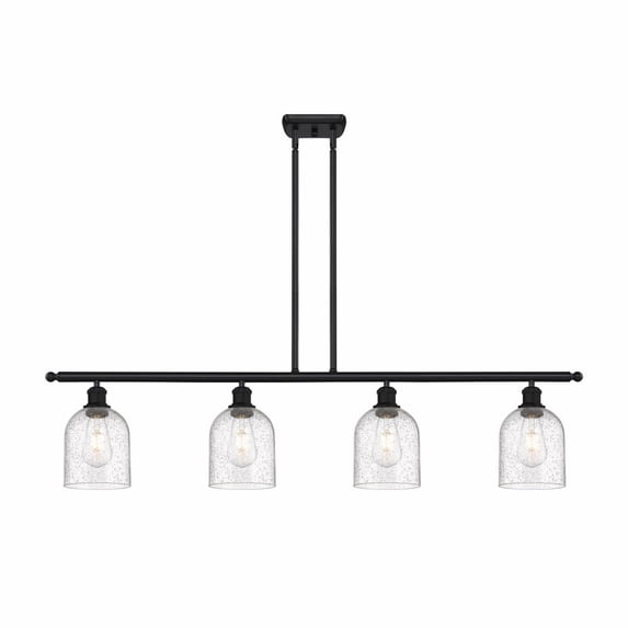 516-4I-BK-G558-6SDY Innovations Lighting Bella - 4 Light Stem Hung Island In Industrial Style-10 Inches Tall and 48 Inches Wide-Matte Black