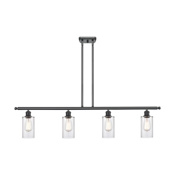 516-4I-BK-G802-Innovations Lighting-Clymer - 4 Light Island Matte Black Finish with Clear Glass