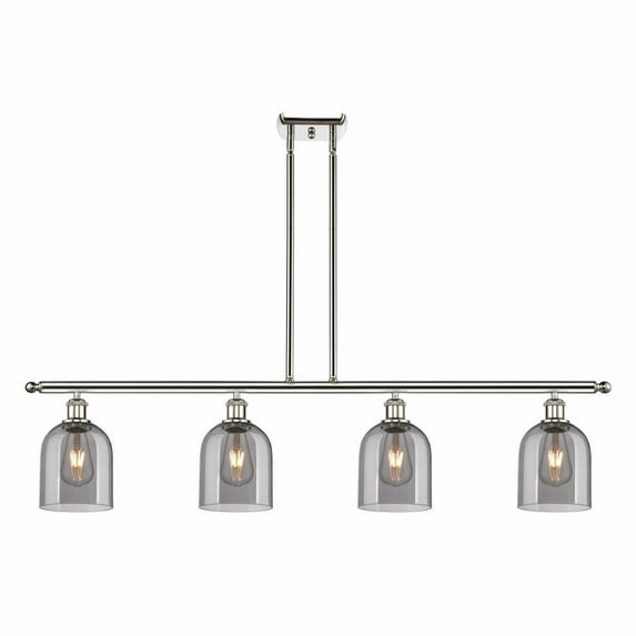 516-4I-PN-G558-6SM Innovations Lighting Bella - 4 Light Stem Hung Island In Industrial Style-10 Inches Tall and 48 Inches Wide-Polished Nickel