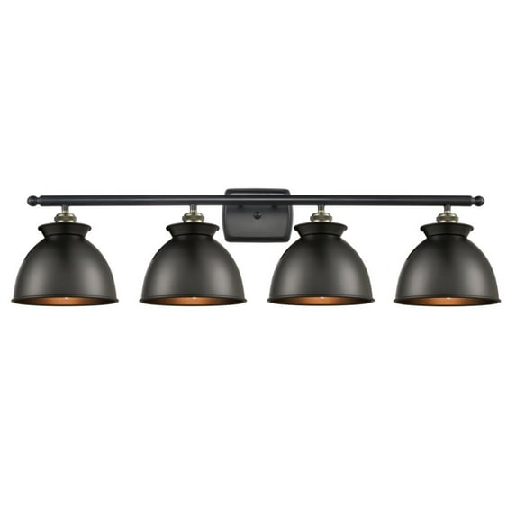 516-4W-BAB-M14-BK-Innovations Lighting-Adirondack-4 Light Bath Vanity in Industrial Style-38 Inches Wide by 12 Inches High Black Antique Brass
