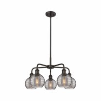 516-5CR-OB-G1213-6SM Innovations Lighting Athens Deco Swirl - 5 Light Stem Hung Chandelier In Industrial Style-13.63 Inches Tall and 23.88 Inches