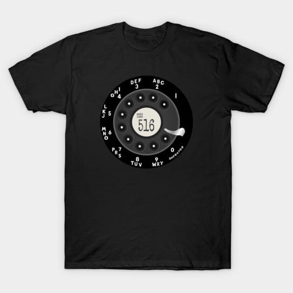 516 Area Code Long Island NY Retro Rotary Phone Dial Local Pride Tech Unisex T-Shirt, up to size 3XL.