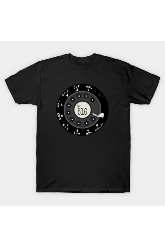 516 Area Code Long Island NY Retro Rotary Phone Dial Local Pride Tech Unisex T-Shirt, up to size 3XL.