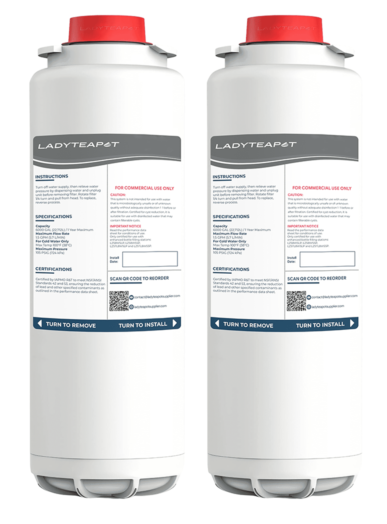 Water Filter Replacement Compatible With Elkay 51600C EWF6000 Bottle Filling Stations, 6000 Gallons/12 Months (No Chip - 2 Pack)