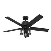 51689-Hunter Fans-Lawndale - 5 Blade Ceiling Fan with Light Kit and Pull Chain In Casual Style-18.37 Inches Tall and 52 Inches Wide-Matte Black Finish