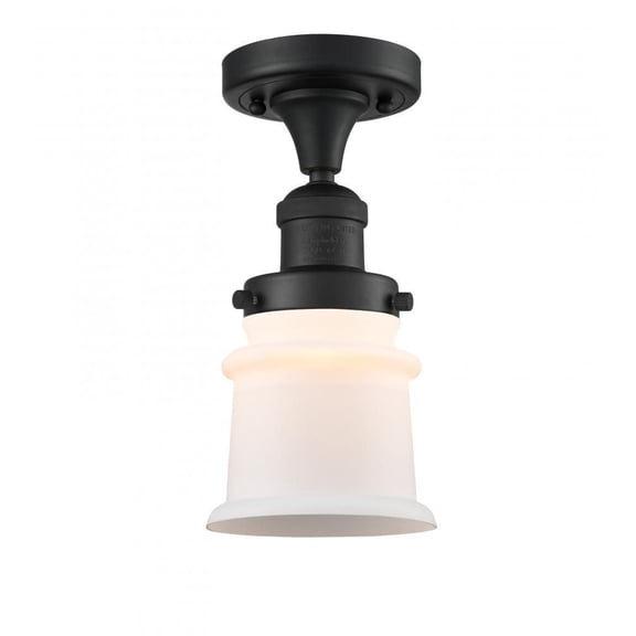 517-1CH-BK-G181S-LED-Innovations Lighting-Small Canton-3.5W 1 LED Semi-Flush Mount in Industrial Style-6 Inches Wide by 11.5 Inches High Matte Black