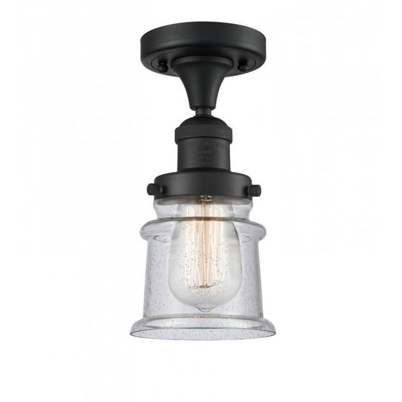 517-1CH-BK-G184S-LED-Innovations Lighting-Small Canton-3.5W 1 LED Semi-Flush Mount in Industrial Style-6 Inches Wide by 11.5 Inches High Matte Black