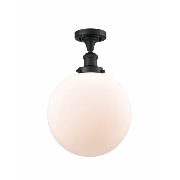 517-1CH-BK-G201-12-LED-Innovations Lighting-Beacon - 3.5W 1 LED Semi-Flush Mount In Industrial Style-15 Inches Tall and 12 Inches Wide