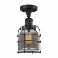 thumbnail image 1 of 517-1CH-BK-G53-CE-Innovations Lighting-Bell Cage - 1 Light Semi-Flush Mount In Industrial Style-9 Inches Tall and 5 Inches Wide-Matte Black, 1 of 1