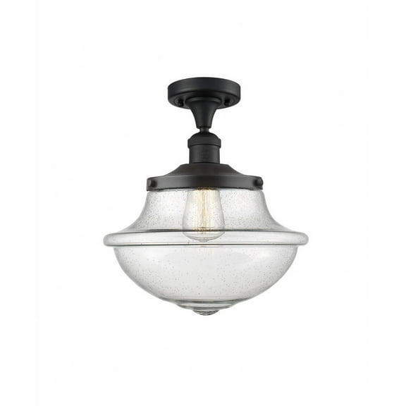517-1CH-BK-G544-LED-Innovations Lighting-Oxford - 3.5W 1 LED Semi-Flush Mount In Traditional Style-13.5 Inches Tall and 11.75 Inches Wide Matte Black