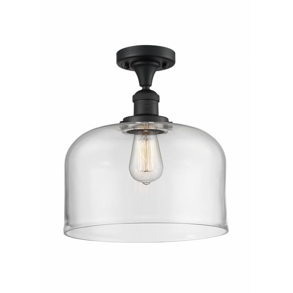 517-1CH-BK-G72-L-LED-Innovations Lighting-Bell - 3.5W 1 LED Semi-Flush Mount In Industrial Style-12 Inches Tall and 12 Inches Wide Matte Black