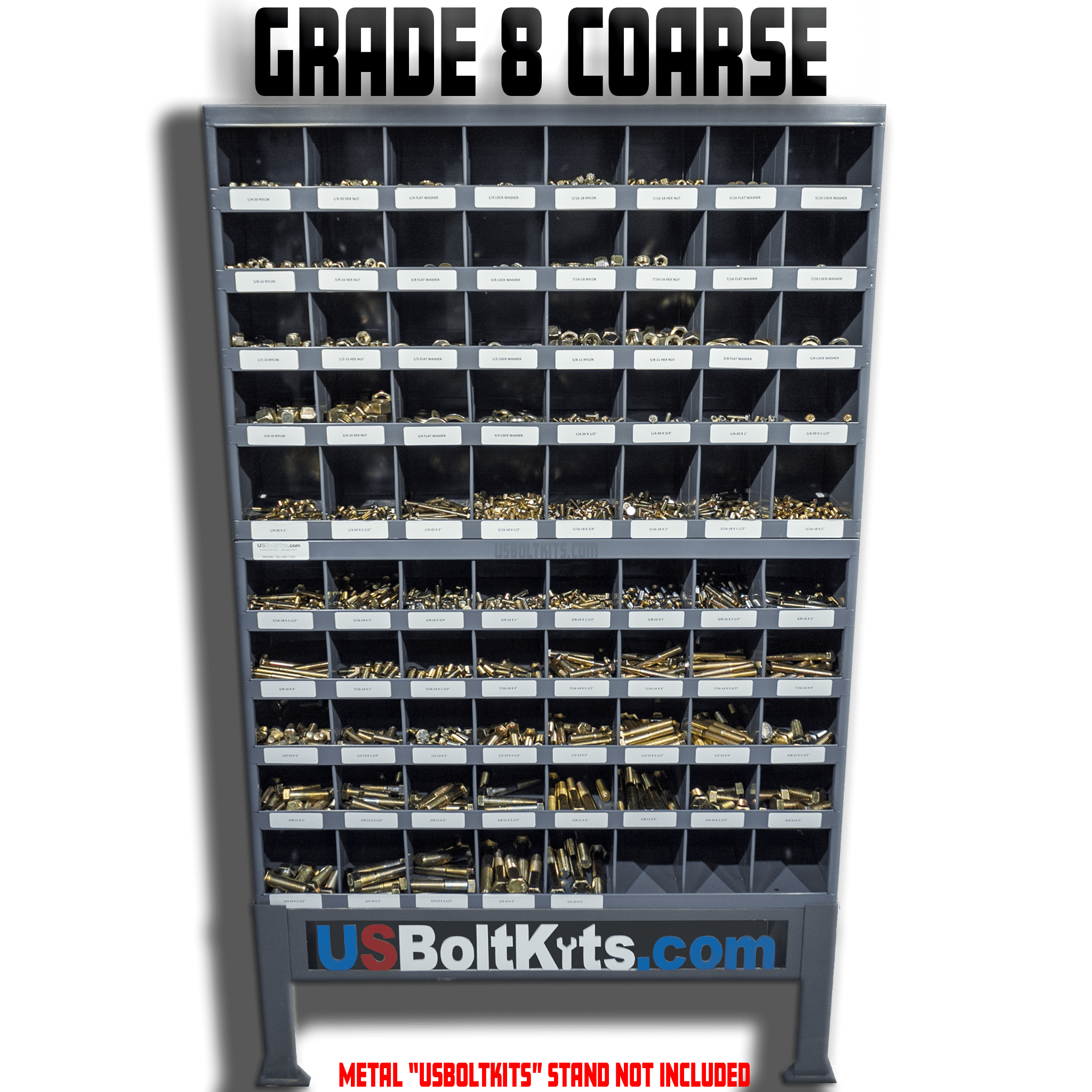 5170 Piece Grade 8 USS Coarse Thread Bin Kit with Two (2) 40 Hole Bins