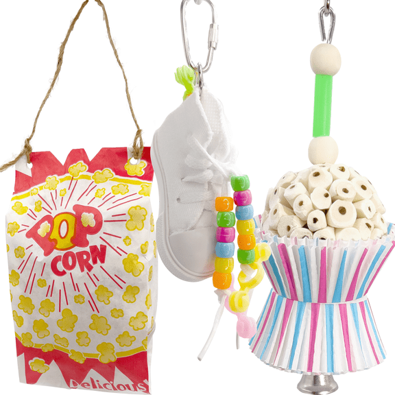 5171 Three Satisfying Beak Shredders Mandarin Bird Toys by M&M