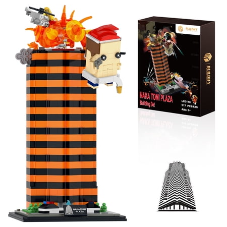 517pcs Skyscraper Building Set with Lights, Recreates Dramatic Rooftop Explosion Scene, Christmas Holiday Gift for Fans, Adults & Kids 8+