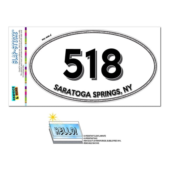 518 - Saratoga Springs, NY - New York - Oval Area Code Sticker