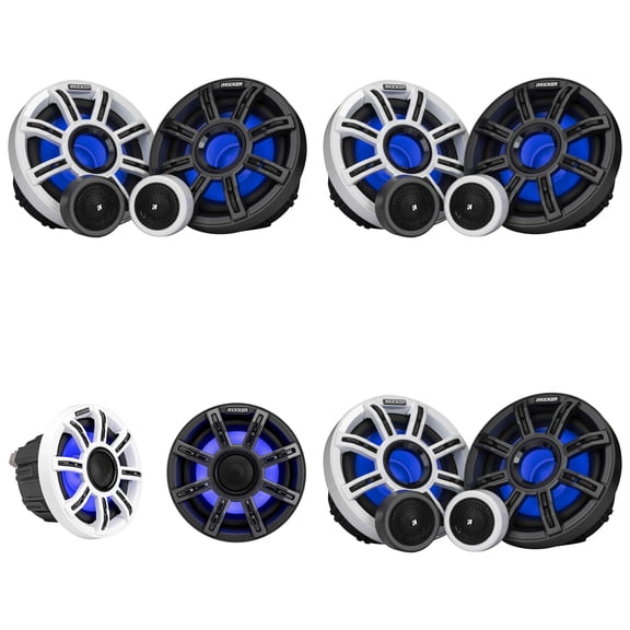 51MSS65Kicker 51MSS654 - MSS 6.5-Inch Premium Marine 4-Ohm LED Component System & 51MSC65 Premium Coaxial