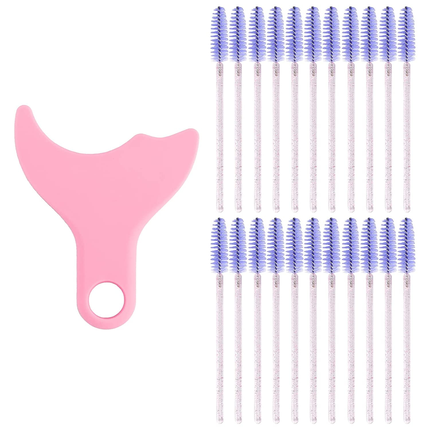 51PCS Crystal Mascara Wands and Eyelash Shield, Disposable Lash Spoolie