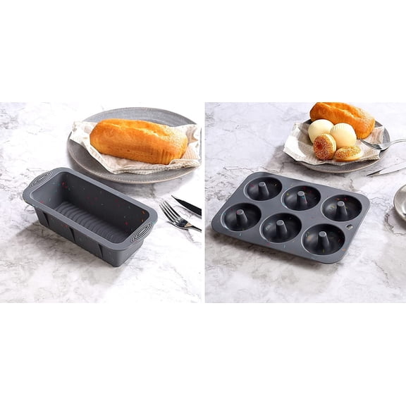 51PCS Silicone Bakeware Set with Cake Molds, Non-Stick Baking Pan for Cupcakes Muffins Donuts Toast Oven Safe