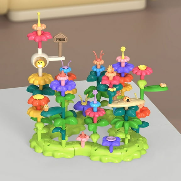 51Pcs Flower Garden Building Toys for Girls 3 4 5 6 7 Year Old, Upgrade DIY Building Stacking Toys, STEM Preschool Educational Toddler Toys Brain Development Kindergarten Kids Toy