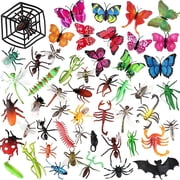 51Pcs Plastic Insects Bugs Toys, Realistic Insects and Bugs for Kids Insect Assorted with 39Pcs Insect Toys and 12Pcs Lifelike Butterfly