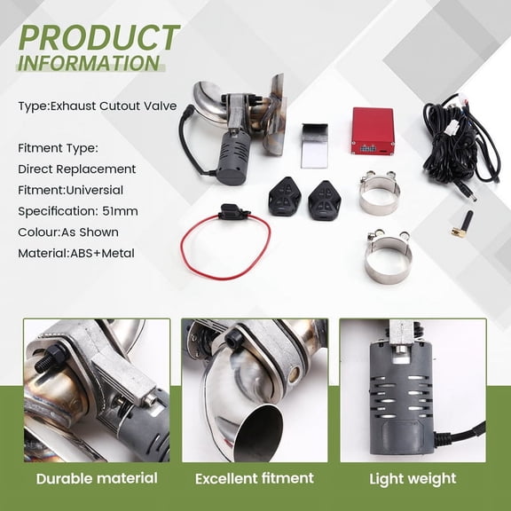 51mm Car Exhaust Sound Valve System Clamp Pipe Connect Remote Controller Switch Button Adjustable Modification Kit