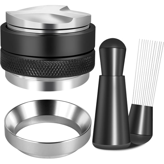 51mm Espresso Accessories Kit, Coffee Distributor and Tamper Leveler, WDT Tool and Dosing Funnel Set Fits Delonghi 51 mm Espresso Machines and Portafilters