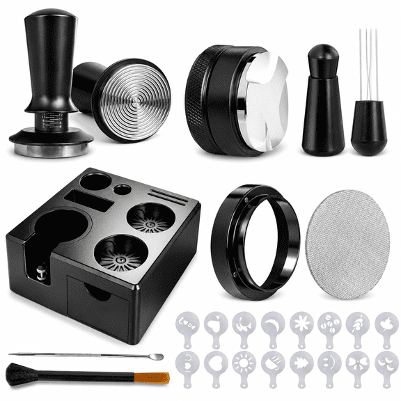 51mm Espresso Accessories Kit With Tamper Station, 9-Piece Coffee Barista Tool Set