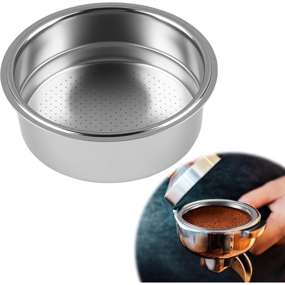 51mm Pressurized Filter Basket 2 Cups Stainless Steel for Espresso Semi-Automatic Coffee Machine, Double Layer Portafilter for Americano Cappuccino Barista