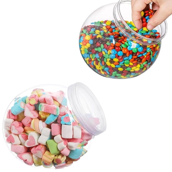 51oz Plastic Cookie Jar with Lid,TGY 2 Pack Airtight Candy Jar,Clear Plastic Candy Containers with Lids for Dry Food, Candy, Snacks, Cookies, Craft,Laundry Pod
