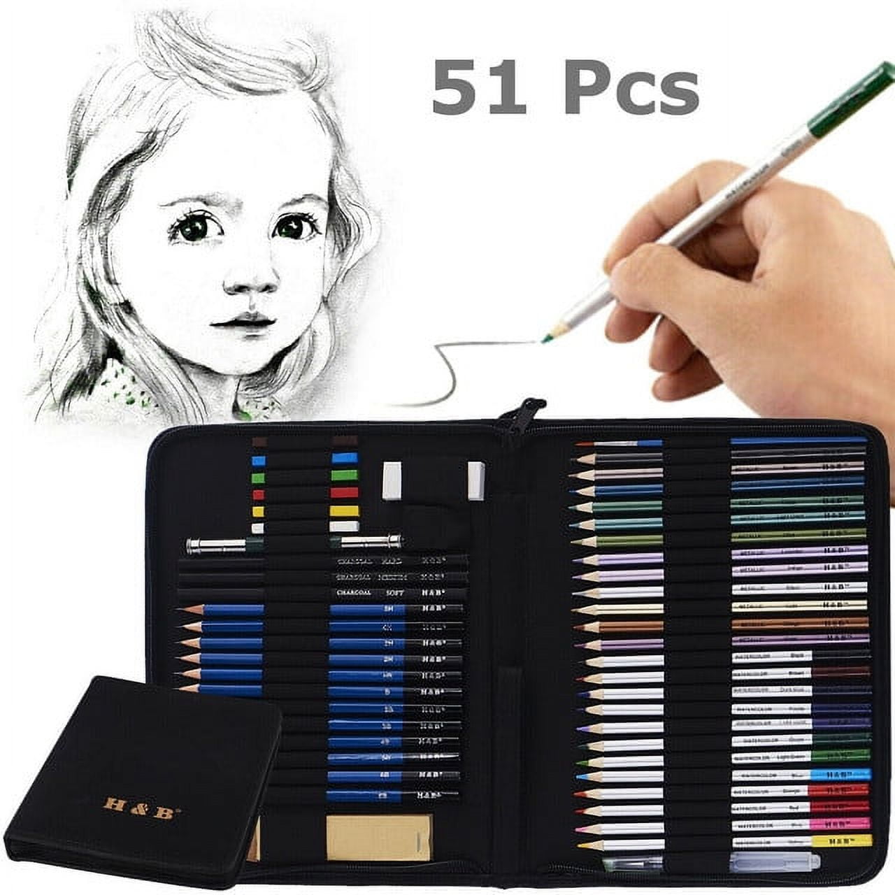51pcs Professional Drawing Artist Kit Set Pencils and Sketch Charcoal Art &  Bag – ASA College: Florida