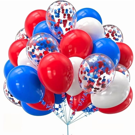 51pcs Red White Blue Latex Balloons for Patriotic Party Decorations 12 & 10 Inch