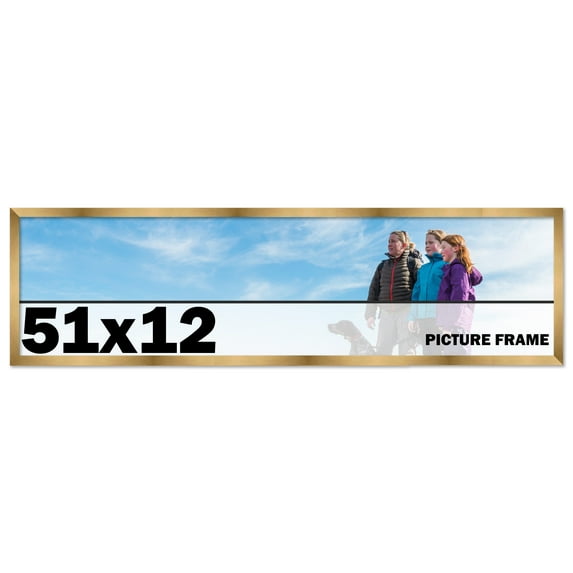 51x12 Frame Gold Bronze Modern Solid Wood Picture Frame | 0.75 Inch Moulding Width | Includes UV
