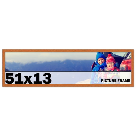 51x13 Frame Honey Pecan Brown Picture Frame - Modern Photo Frame Includes UV Acrylic Shatter Guard