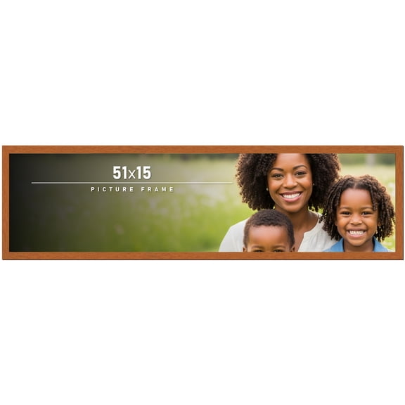 51x15 Frame Honey Pecan Brown Picture Frame - Modern Photo Frame Includes UV Acrylic Shatter Guard