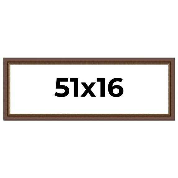 51x16 Copper and Brown Real Wood Picture Frame Width 2 inches | Interior Frame Depth 0.5 inches |