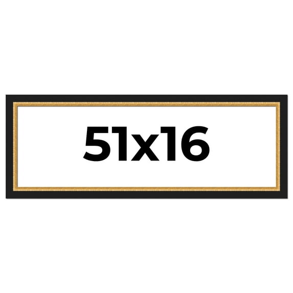 51x16 Frame Gold Real Wood Picture Frame Width 2.25 Inches | Interior Frame Depth 0.5 Inches |