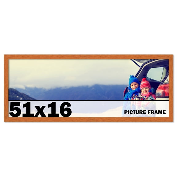 51x16 Frame Honey Pecan Brown Picture Frame - Modern Photo Frame Includes UV Acrylic Shatter Guard