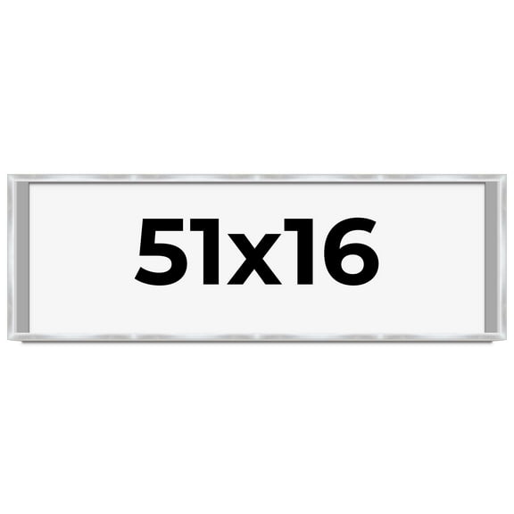 51x16 Frame Silver Whitewashed Wood Grain Solid Wood Shadow Box | 0.75 Inch Moulding Width | 0.75