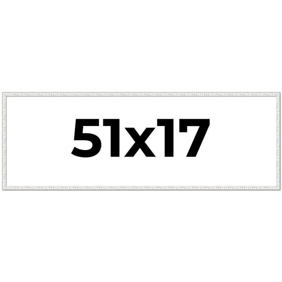 51x17 Frame White Scuffed Rustic Solid Wood Picture Frame | 0.75 Inch Moulding Width| Includes UV