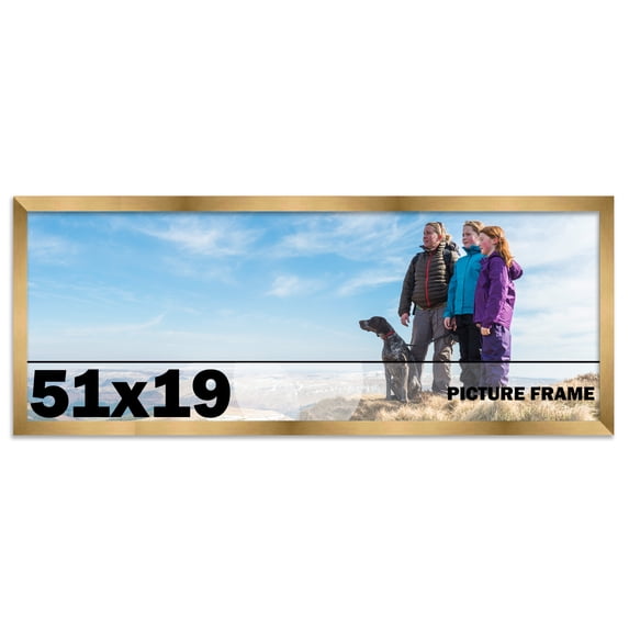 51x19 Frame Gold Bronze Modern Solid Wood Picture Frame | 0.75 Inch Moulding Width | Includes UV