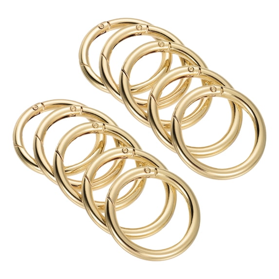 51x39x6mm Round Zinc Alloy Spring Gate O Ring Snap Clip Buckle, Light Gold 10 Pack