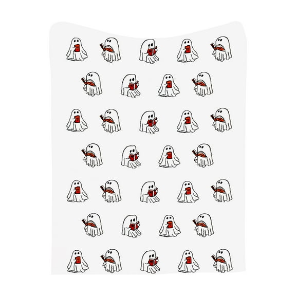 51x59in Halloween Blanket Flannel Ghost Reading Blanket Throw Blanket Soft Reversible Machine Washable All-Season Cozy for Couch & Bed