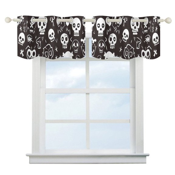 5218.1in Curtain Hanging Two Symmetrical Durable Good Shade Heat Insulation Sun Protection And Water Resistance Weird Skull Head