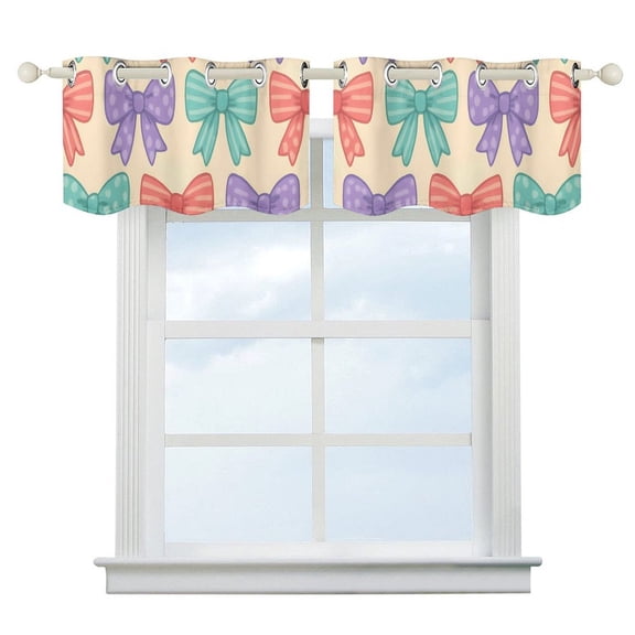 5218.1in Curtain Hanging Two Symmetrical Durable Good Shade Heat Insulation Sun Protection And Water Resistance Whimsical Polka Dot And Striped Ribbon Bow Pattern