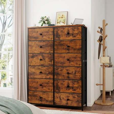 52.2" H Dresser for Bedroom with Fabric Drawers Tall Dresser with Wooden Top for Living Room,Vintage Brown