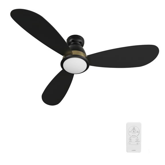 52" 3 Blade Black and Gold Smart Ceiling Fan with 10 Speed DC Motor and Light